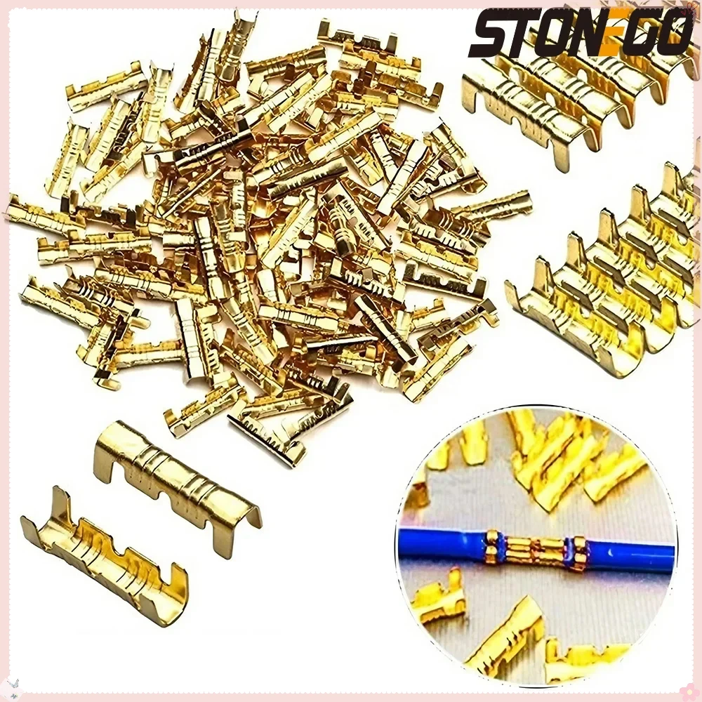 

STONEGO 100PCS U-Shaped Terminal Tabs Cold Pressed Insert Connectors Small Teeth Fascia Terminals for Electrical Wiring