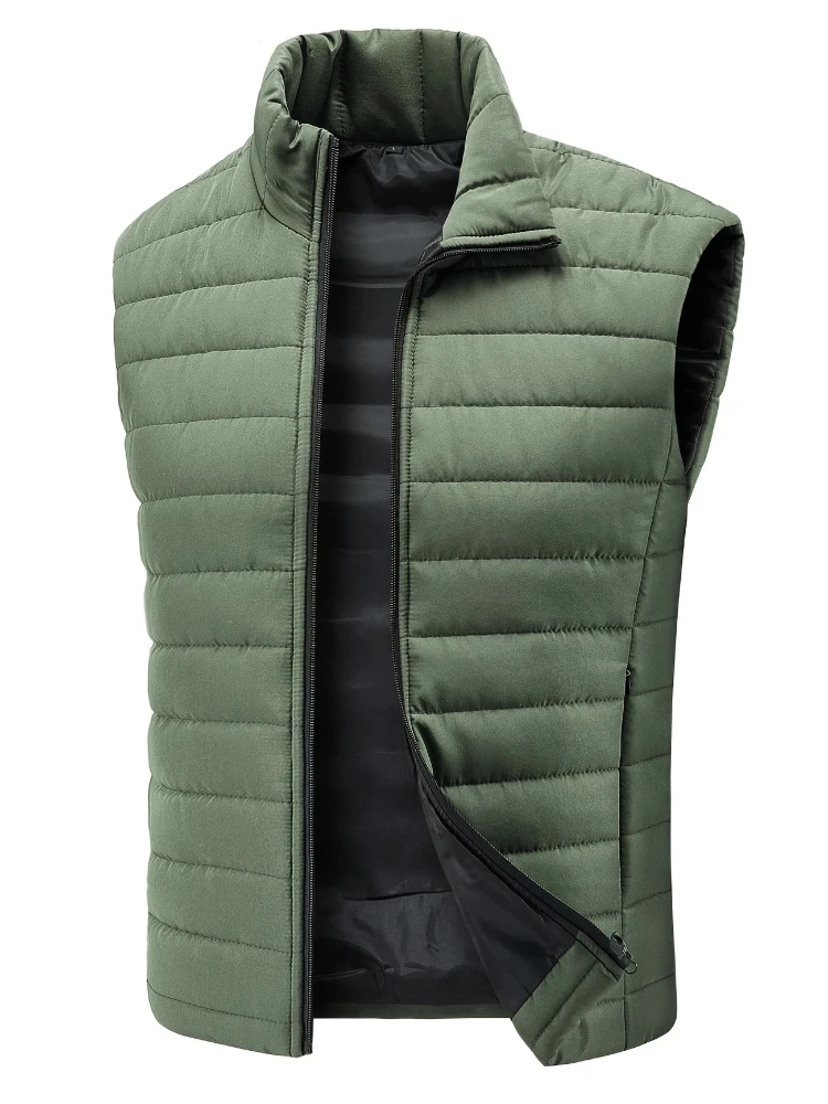 Men' Sleeveless Vest Jackets Autumn Winter Fashion Male Cotton-Padded Vest Coats Men Stand Collar Warm Waistcoats Clothing 5XL