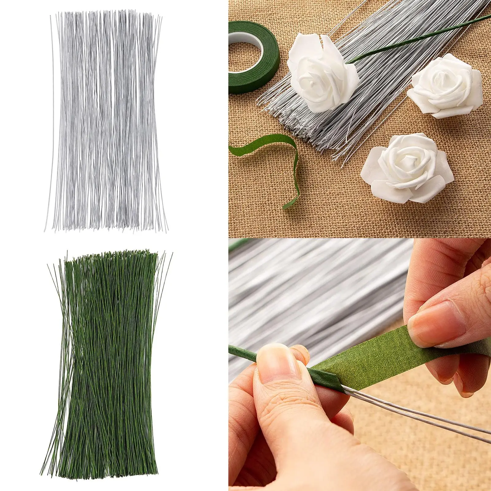 200x Flower Wire Paper Wrapped 24 Gauge DIY Artificial Plant Stem Decor