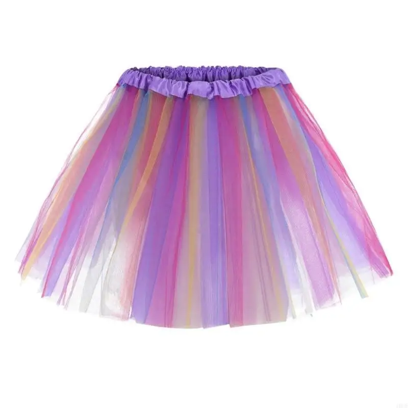 Women's Rainbow Tulle Skirt Layered Tulle Tutu Skirt Colorful Tutu Skirt Princess Skirt Ballet Pleated Midi Skirt Gifts 