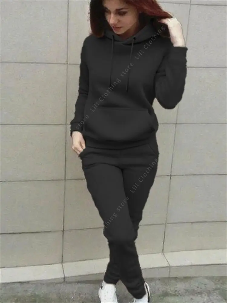 Women pants Sets High quality Hoodie pants Autumn Winter 2-Piece Outfits Basic blank Sweatshirt Sweatpant Loose women Tracksuit
