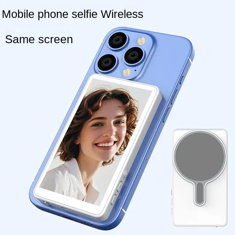 Magnetic Phone Selfie Screen Monitor Bluetooth Remote Selfie Rear Camera Vlog Live Stream Video Recording for iPhone Android