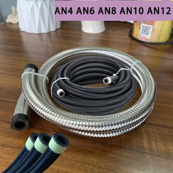 1M-8M AN4 AN6 AN8 AN10 Universal Car Fuel Hose Oil Gas Line NYLON Braided Stainless Steel Radiator Brake CPE