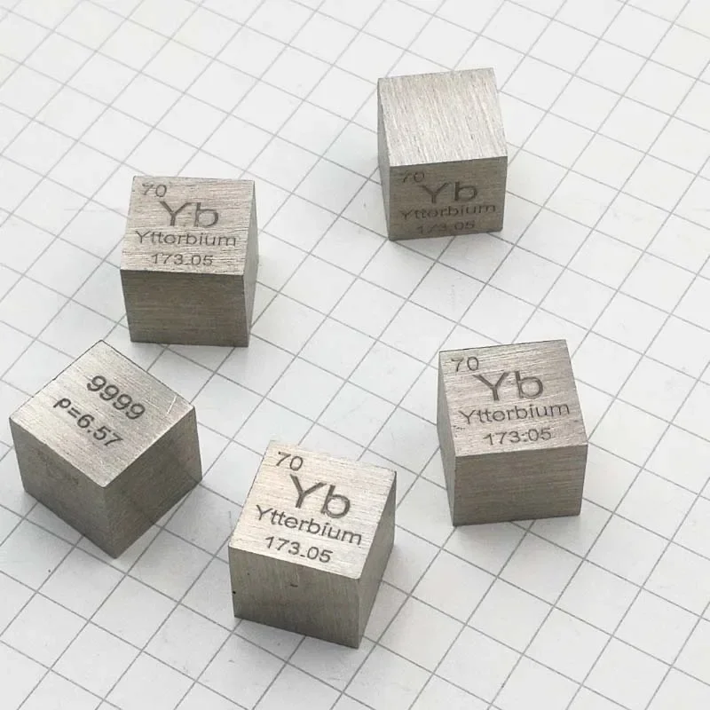 10mm Ytterbium 4N Yb Cubic Periodic Table Cube 99.99% Pure Ytterbium Cubic Metal Gift Rare Metal Ytterbium Element Block Sample