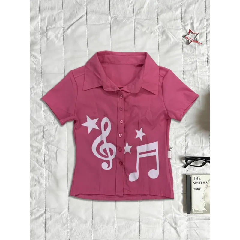 European and American Y2K Millennium T-shirt with note patterns, personalized and trendy Gothic style new shirt