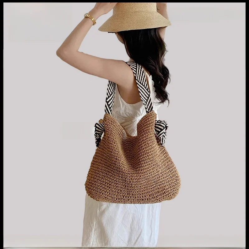 

URDAV VIO n Sle Women's Tote Bag Underarm Single oulder St Woven Beach Bag Large Capaci Casual Bag