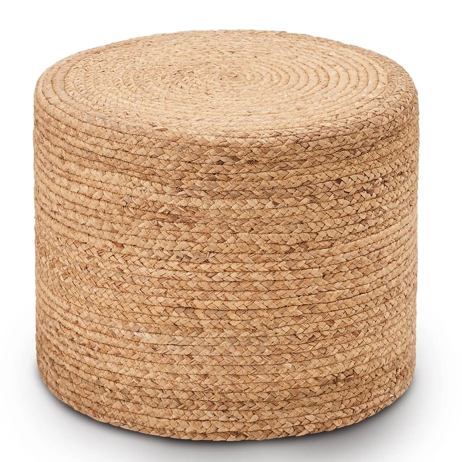18'' Handwoven Ottoman Pouf, Natural Braided Footrest Stool, Boho Rustic Accent Seat for Bedroom & Living Room, Customized