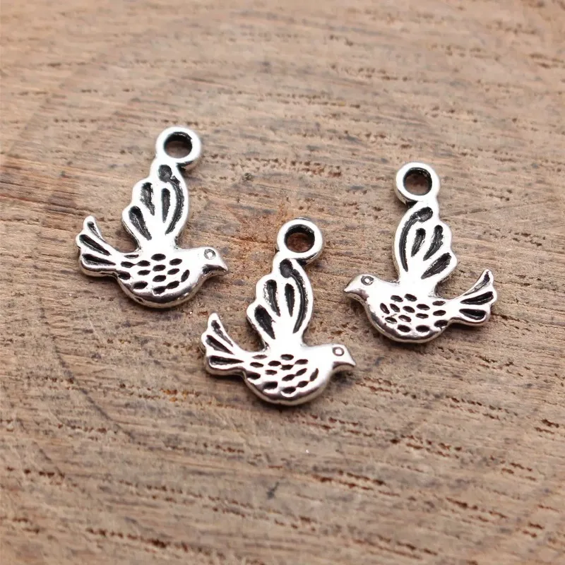 460 Stück antiksilberfarbene Vogel-Anhänger, 14 x 11 mm, DIY-Armband, Schmuckherstellung, Zubehör, Anhänger A1625, Großhandel – Detail 3