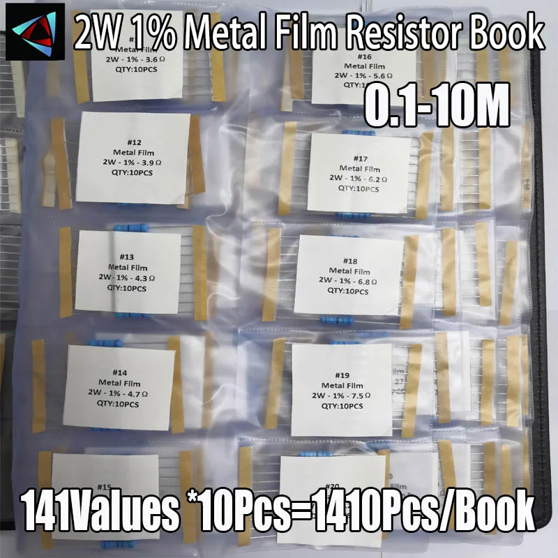 141Values 0.1R~10M Ohm 2W 1% Metal Film Resistor Assorted Kit Pack Sample Book