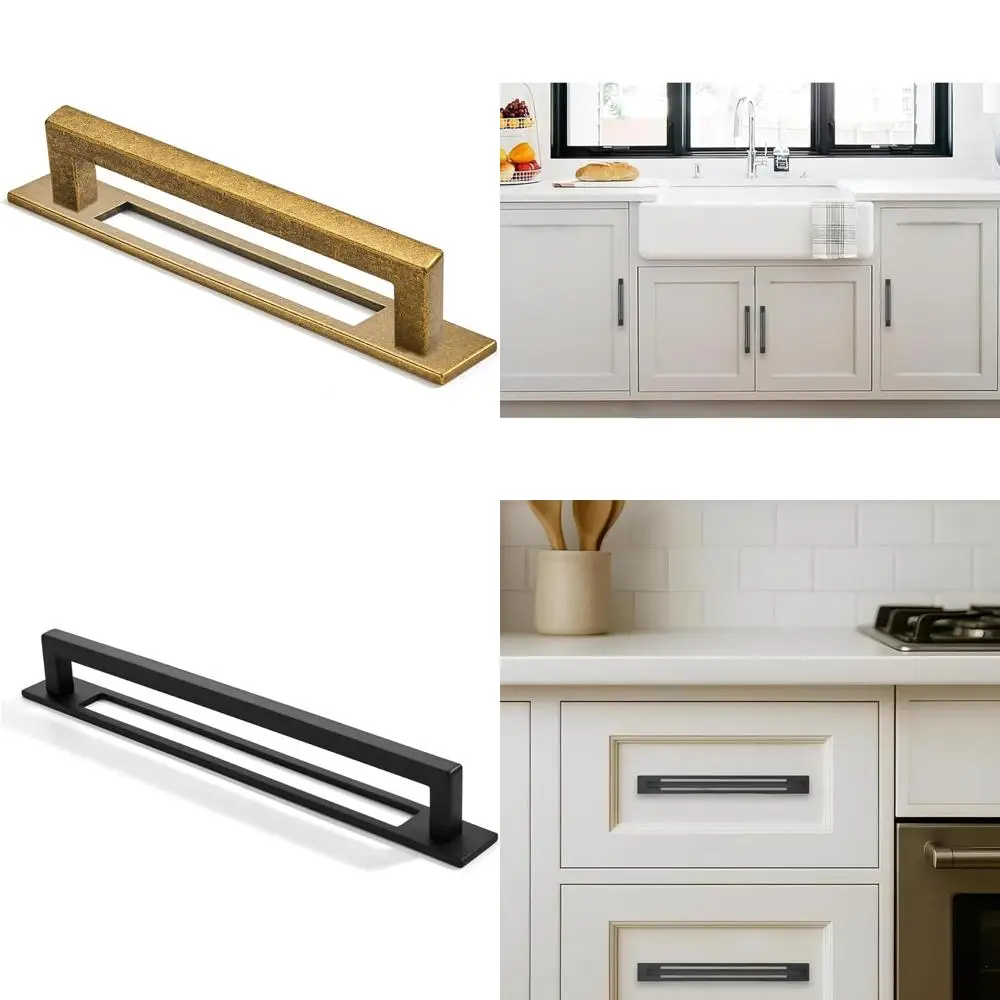 

Antique Brass Cabinet Pulls 8 Center to Center Heavy-Duty with Backplate and Base Plate for Durable Cabinet Hardware