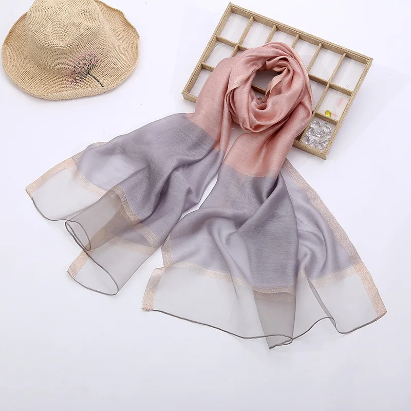 

Classic scarf two-tone contrast color silk scarf warm shawl