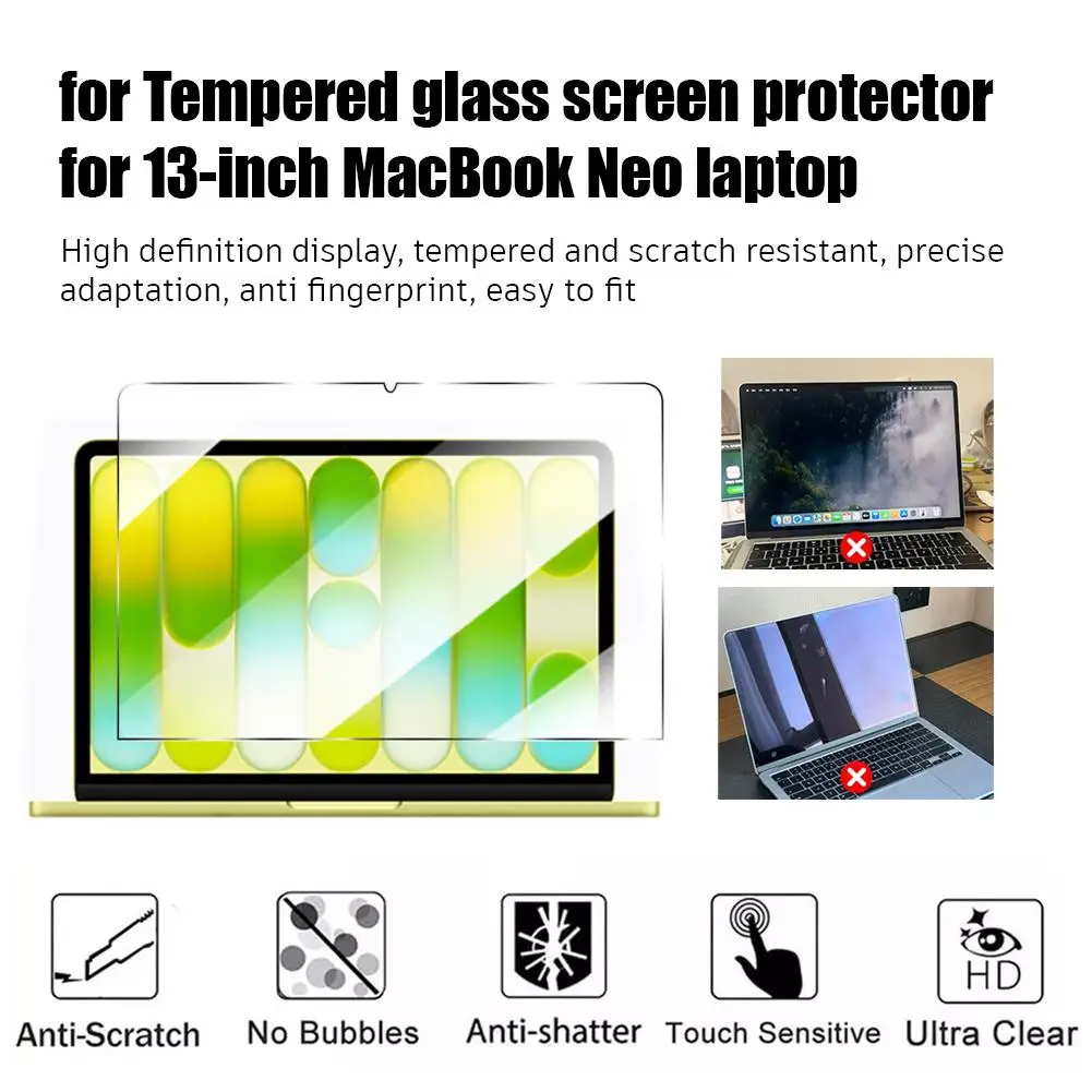 Screen Protector for 13Inch MacBook Neo 2026 Tempered Glass Scratch-Proof Responsive Touch & Oleophobic Coating