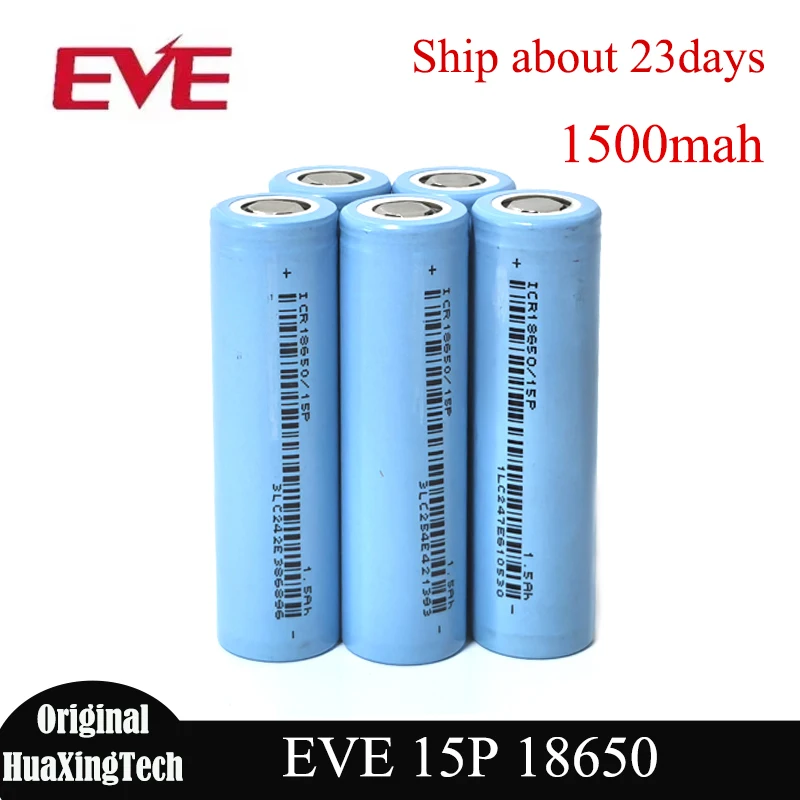 Bateria original eve 15p 18650 1500mah 3.6v max 20c taxa de descarga bateria de lítio recarregável 18650 célula para ferramentas elétricas