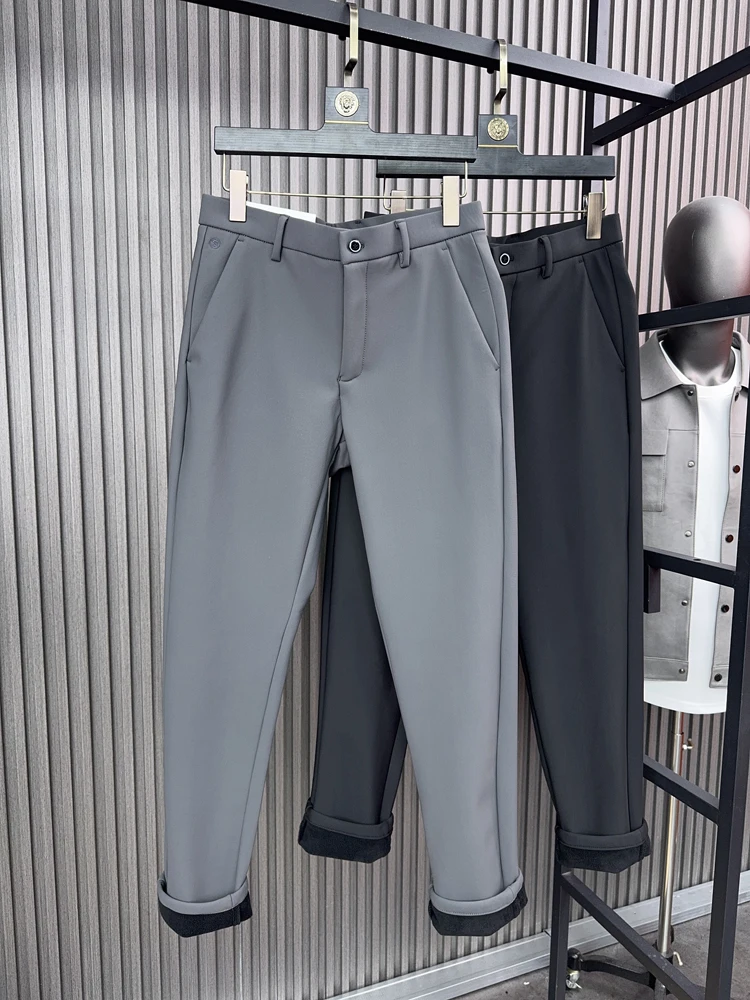 

Svip Men's Fce Lined Thiened Straight Leg Pants Warm Casual Trousers Autumn Winter Faion Urban Sle Pure Color