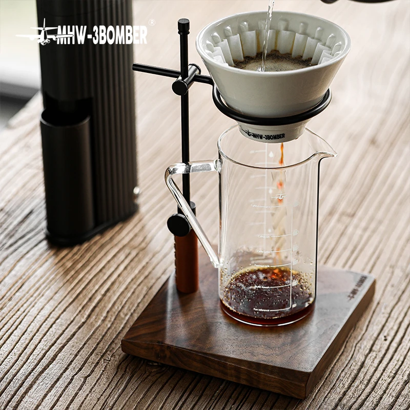 MHW-3BOMBER 500 ml Kaffeeglas-Messbecher, Espresso-Sharing-Topf, isolierter Griff, V-förmiger Auslauf, Heim- und Küchenzubehör