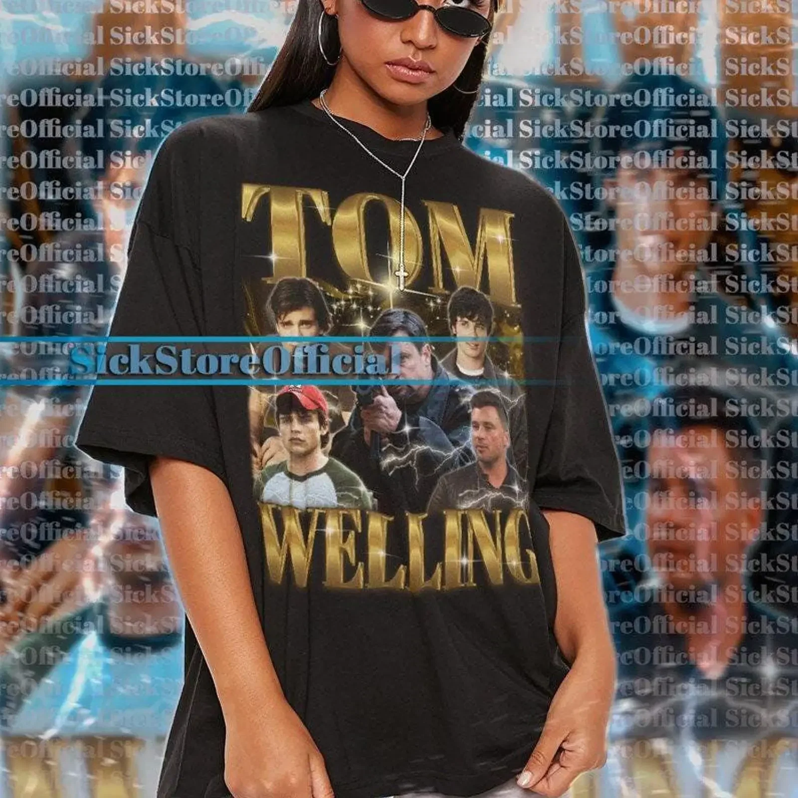 Tom Welling Vintage T Shirt Retro 90s Actor Fan Collage Homage Top Celebrity Merch  vintage Washed Top For Everyday Wear