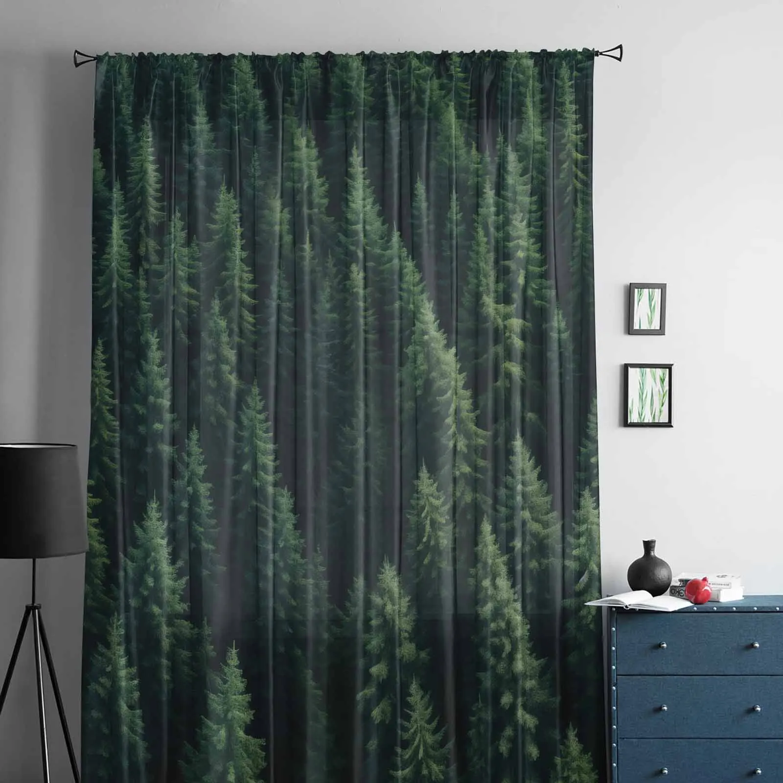 Wallpaper Forest Tree Autumn Voile Sheer Curtains Living Room Window Tulle Curtain Kitchen Bedroom Drapes Home Decor