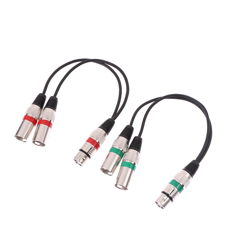 3Pin Female Jack To Dual 2 Male Plug Y Splitter 30CM Adapter Cable Wire For Microphone Amplifier Speaker Headphone Mixer