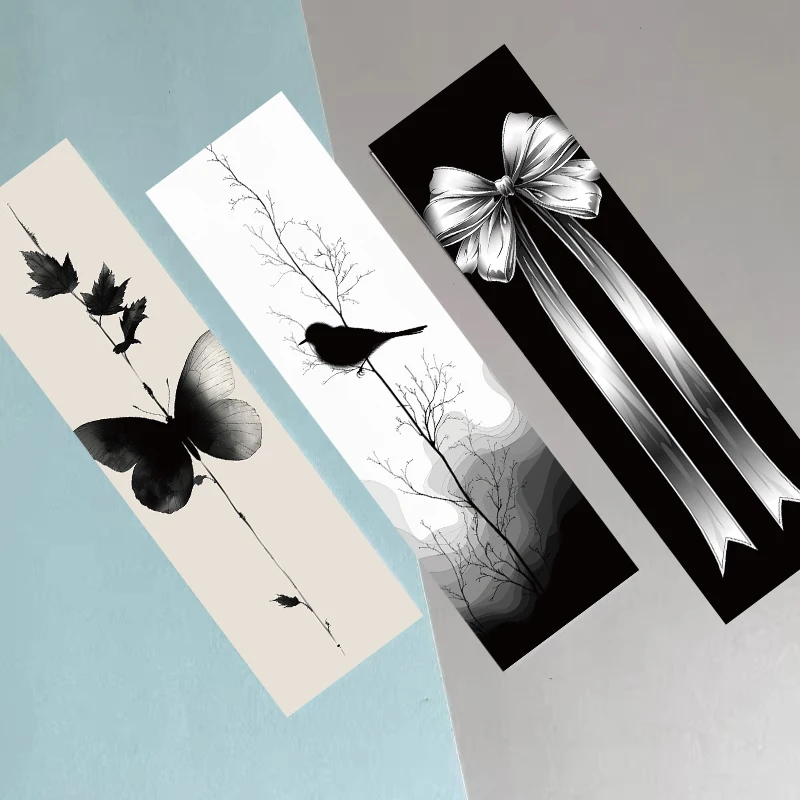 30pcs Minimalist Line Bookmarks Black And white Reading Book Tags DIY Page Tags Gift Decoration Cards Student Message Cards