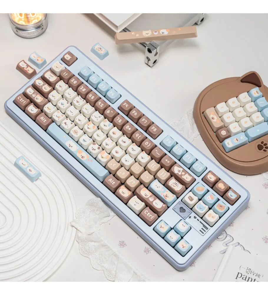 Haiyan Meow Wang keycap 130 keys cat head height mechanical keyboard keycap PBT thermal sublimation magnetic axis cross axis