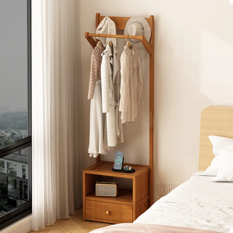 

Bedside table hanger integrated solid wood floor-to-ceiling household bedroom bedside vertical small storage multi-functional