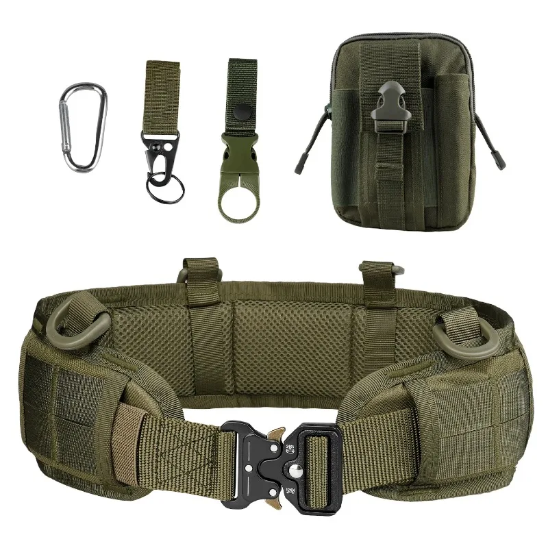 

JSJM Tactical Belt Adjustable Belt Outdoor Work Men Belt Combat CS Hunting Paintball Padded Waist Belts Pocket Emerson G3
