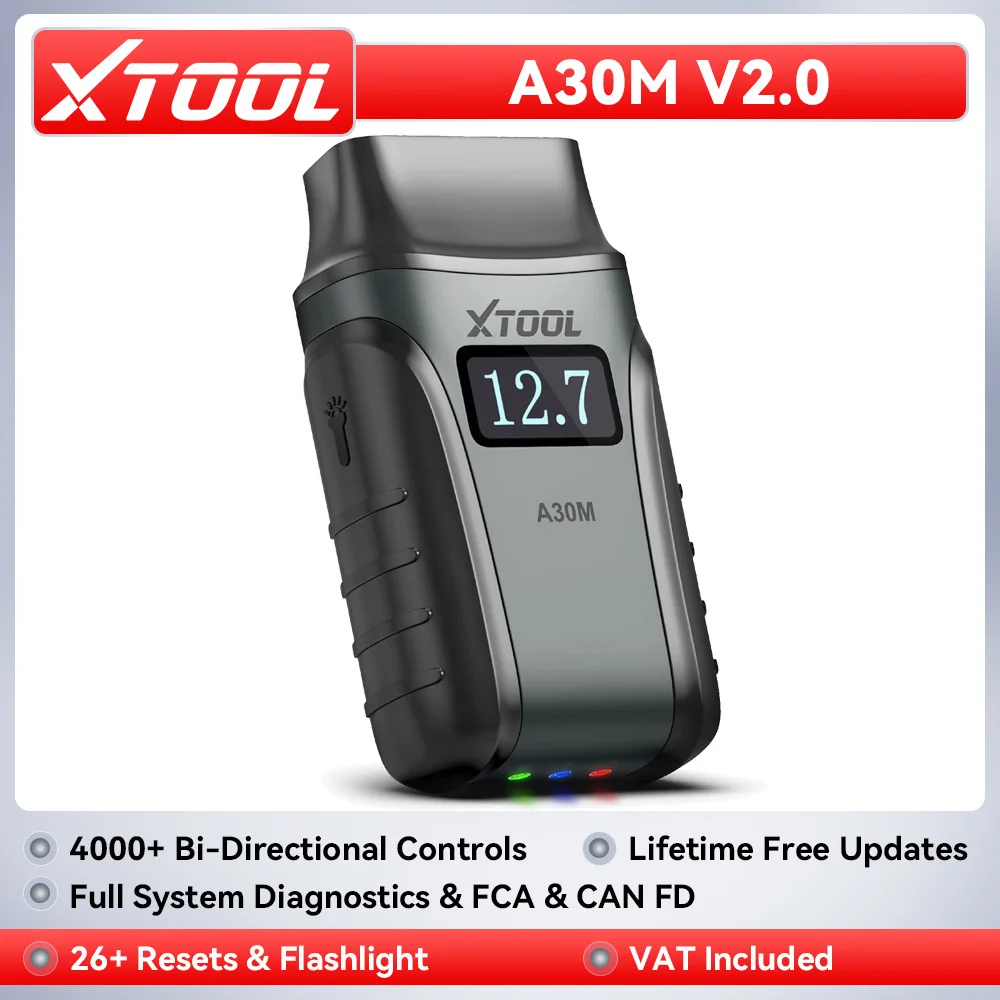 2026 XTOOL A30M V2.0 Scanner OBD2 wireless Strumento diagnostico BT per iPhone Android Strumento di scansione OBDII Scanner bidirezionale con 26+ Ripristini All System Strumento diagnostico Lettore di