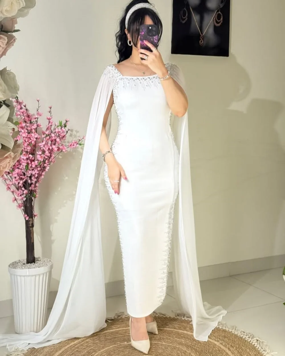 

Индивидуальные высококачественные классические трикотажные платья с бисером и рюшами Русалка с открытыми плечами длиной до щиколотки Платья для особых случаев на заказ