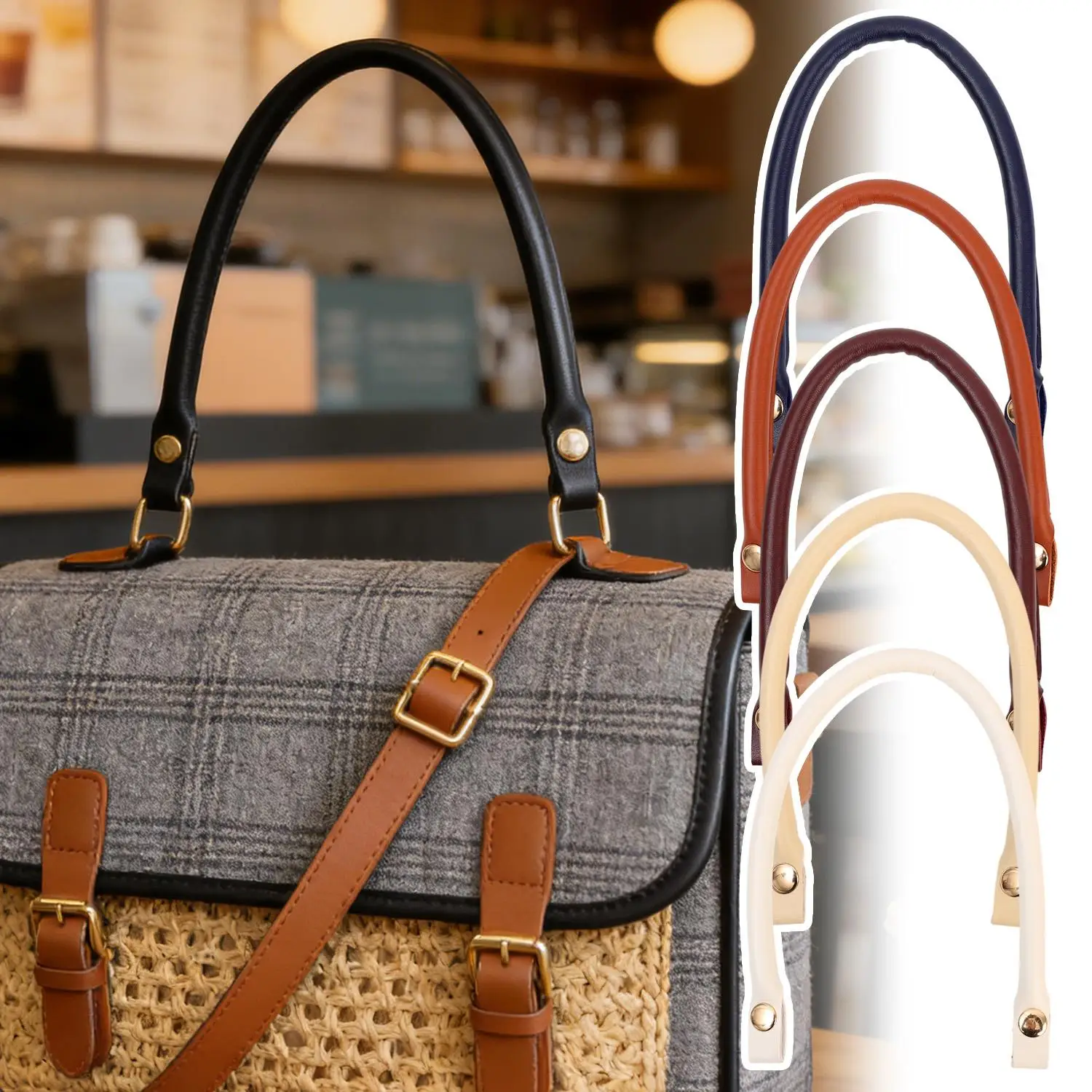 

Ручка для сумки из искусственной кожи 40 см с кнопкой, съемная, для женских сумок, аксессуары для самостоятельной замены ремней и лямок для сумок