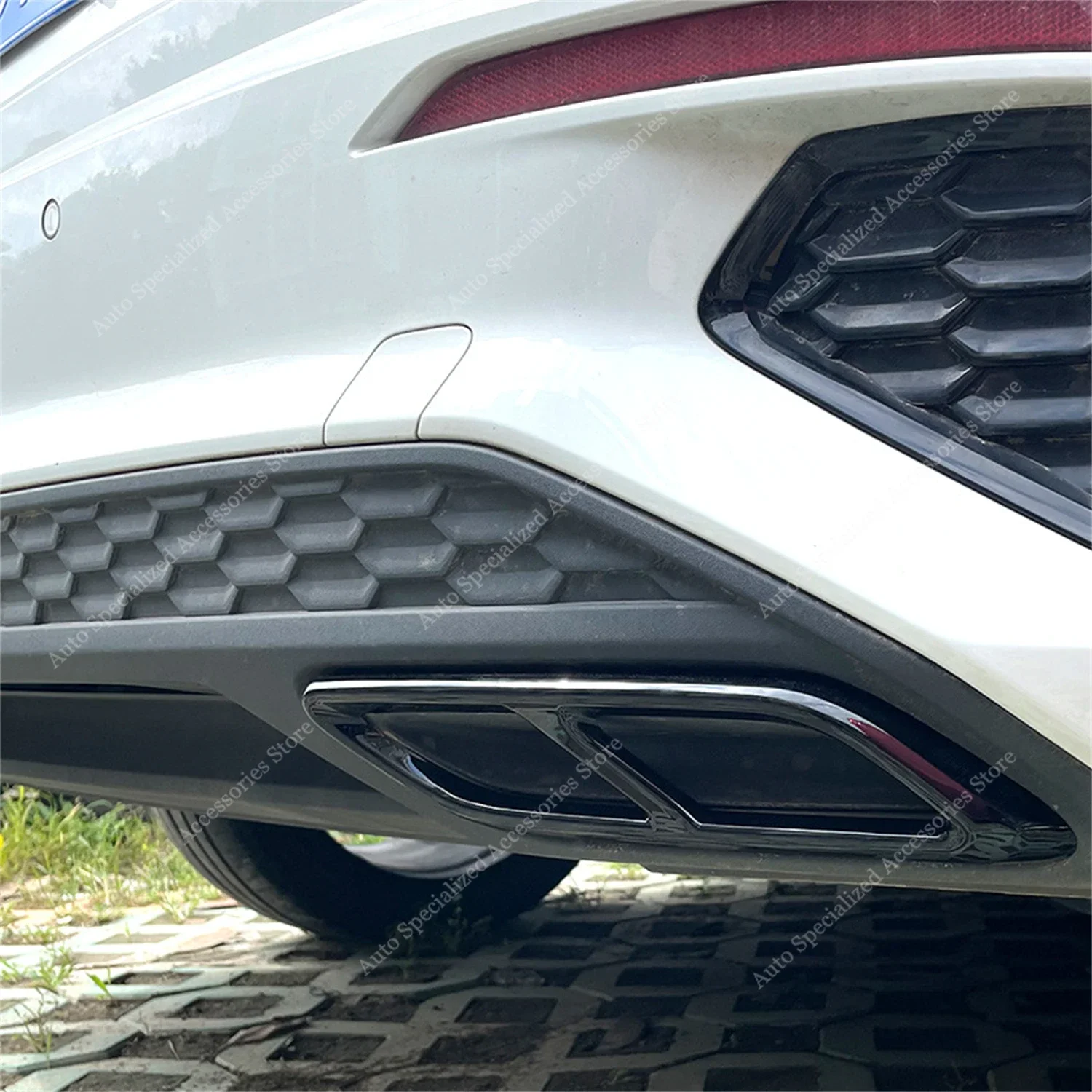 글로스 블랙 배기 트림 커버, 아우디 A3 8Y TFSI TDI S-라인 스포츠백/세단 2020-2024 프리 페이스리프트 배기 팁 커버, 1 쌍