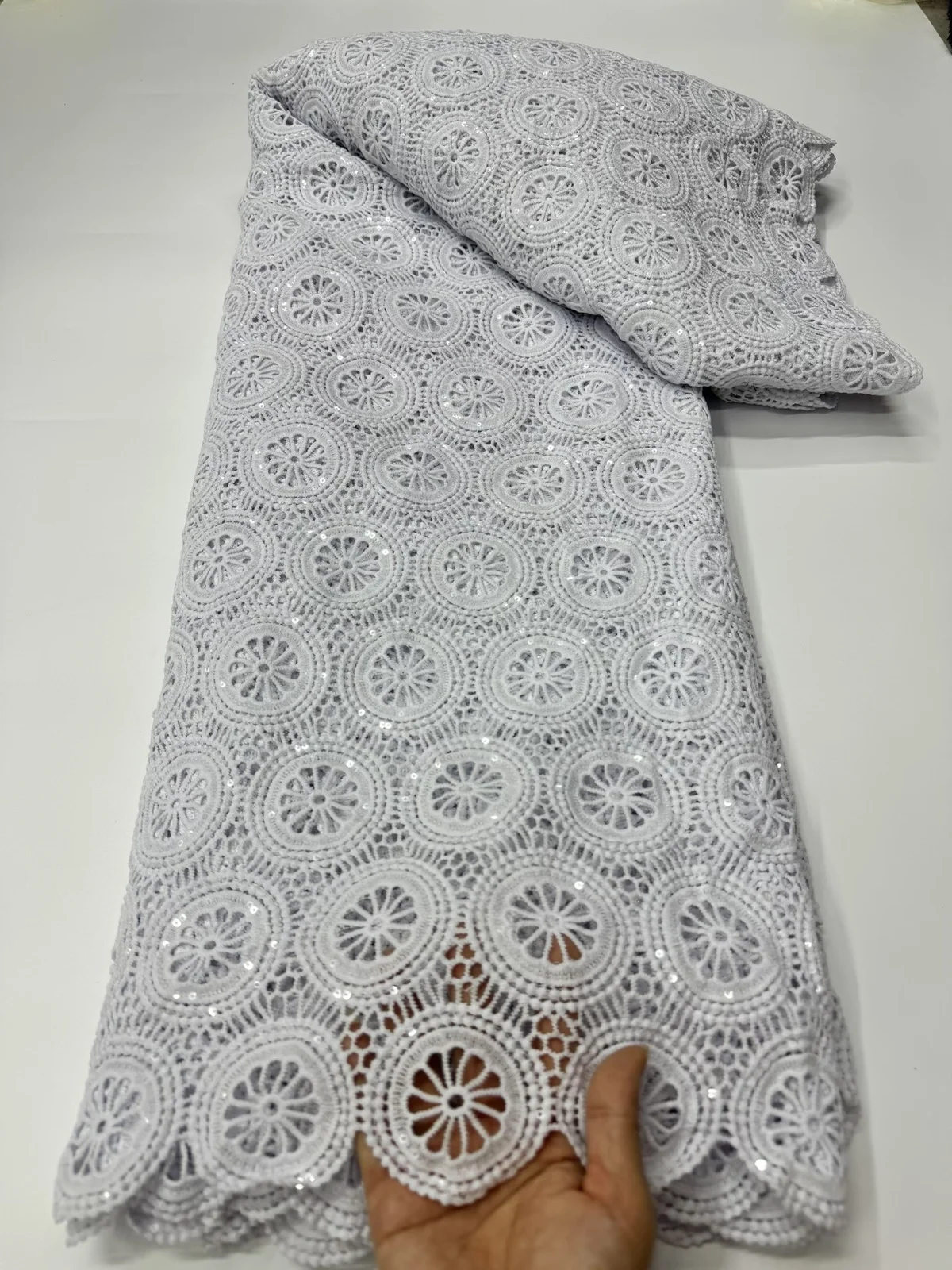 

Новое поступление, белый гипюровый шнур с блестками, африканская нигерийская кружевная ткань, 2021, высокое качество, французская кружевная ткань для женского платья KCW2525