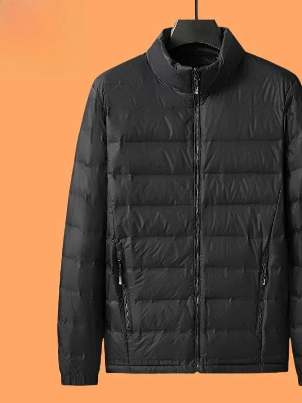 

Lightweight Casual Sporty Men's down Jacket Stand Collar Thin Warm Oversize Goose down Vest for Autumn Winter Commute Style