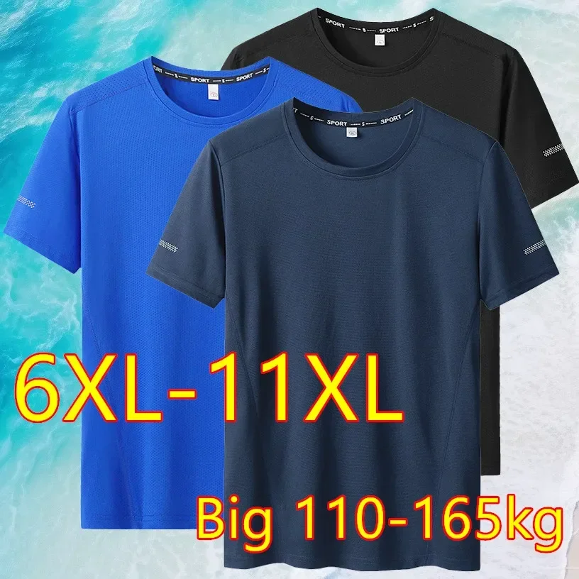 T-shirt Big Size 9XL/10XL/11XL for Men Quick Drying T-shirt for Men Round Neck Plus Size Short Sleeve Oversized T Shirt