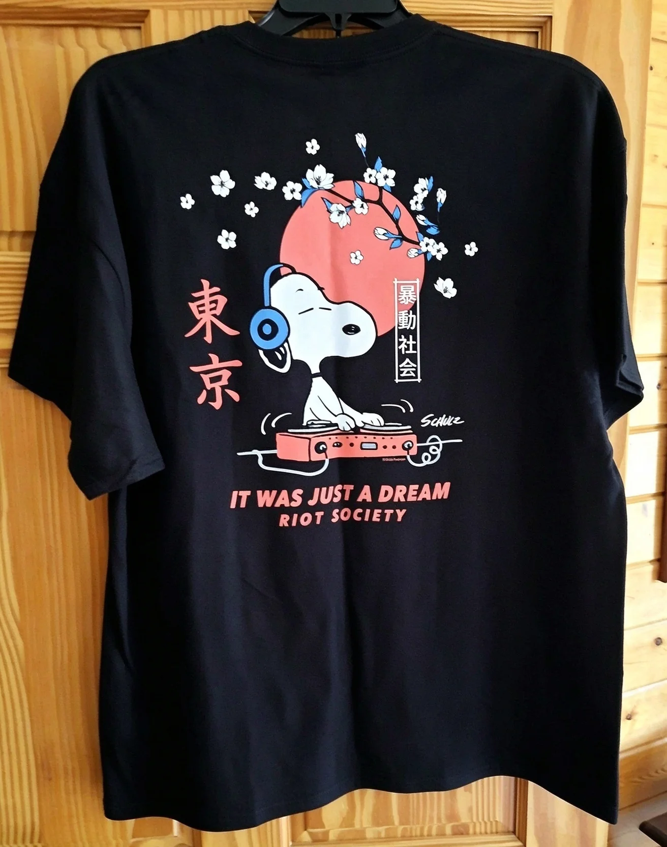 Snoopy DJ Tokyo Cherry Blossom Japanese Graphic Tee T Shirt Men's Women's Unisex Cotton Retro Cool Oversize Short Sleeve Top