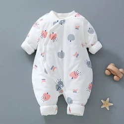 Autumn Winter Baby Onesies Pure Cotton Boy Girl Baby Romper Three-layer Quilted Newborn Long Sleeve Romper Snap Button Jumpsuits