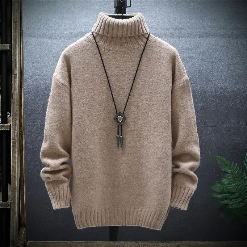 

European American Autumn Winter High Neck Men's Sweater Korean and Japanese Style Youth Student Stylish Knitted Top