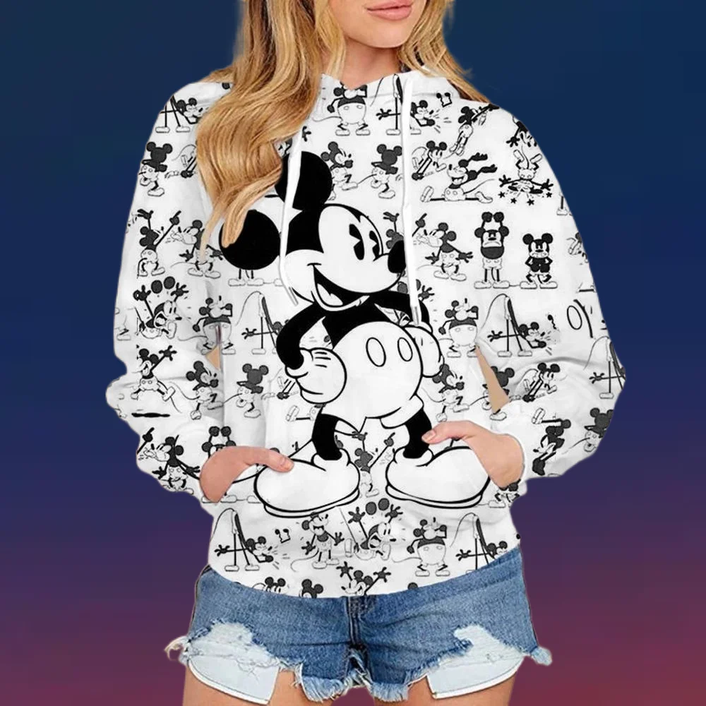 

2025 Autumn Street Harajuku Fashion Women's Top Christmas New Mickey and Minnie Pattern Children's Casual Hoodie Y2k