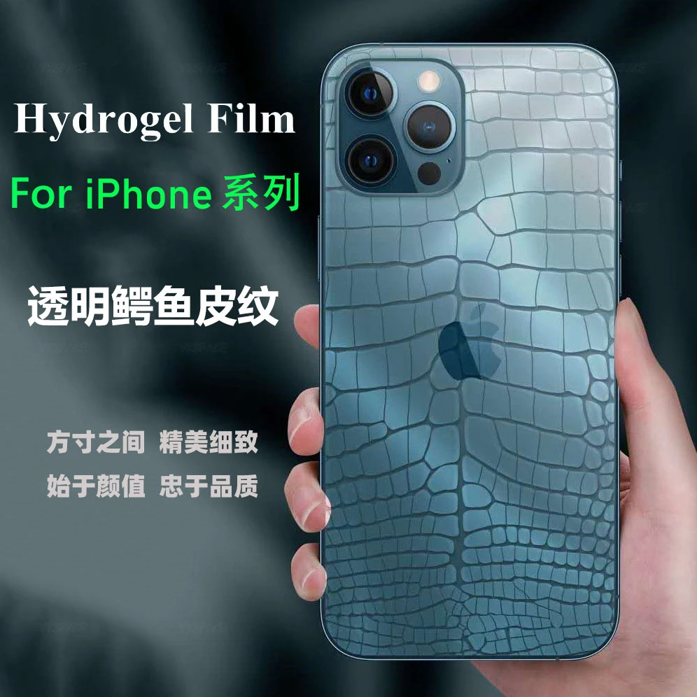 New Crocodile Pattern Back Soft Clear Hydrogel Film For iPhone 16 15 14 Plus 13 12 mini 11 Pro X XS Max XR TPU Screen Protector