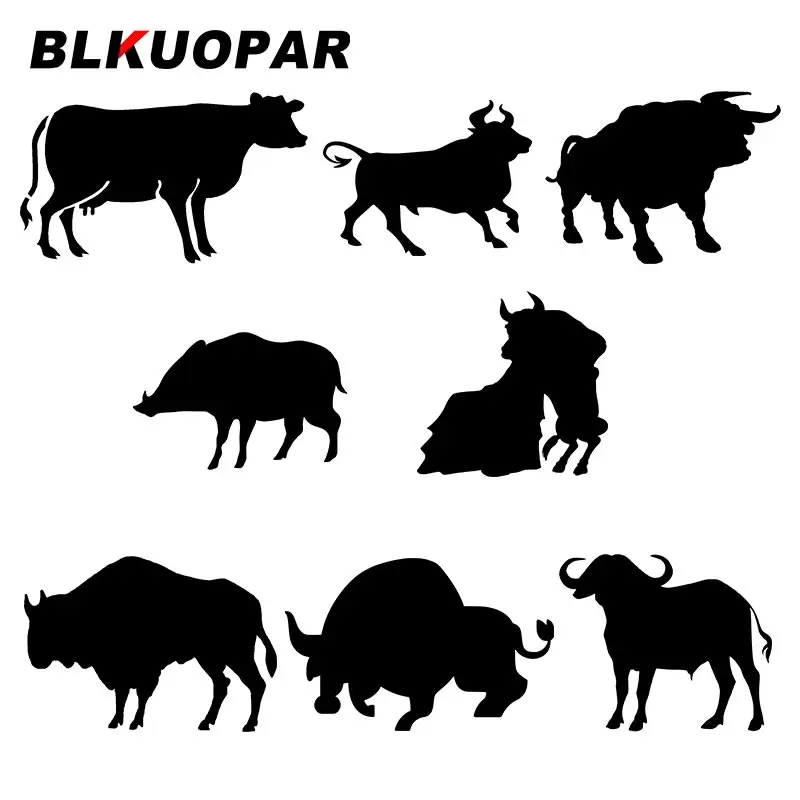 BLKUOPAR For Cattle Car Stickers Personality Creative Decals Sunscreen Cartoon Windows Refrigerator Decor Car Door Protector