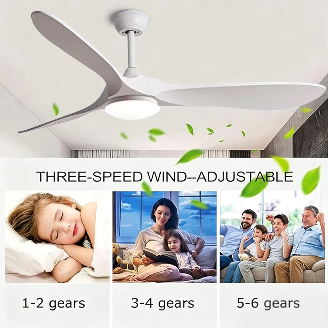 52 60 Inch Ceiling Fan Industrial Vintage ABS Ventilator with Light Remote Control Decorative Blower Retro Large Fans