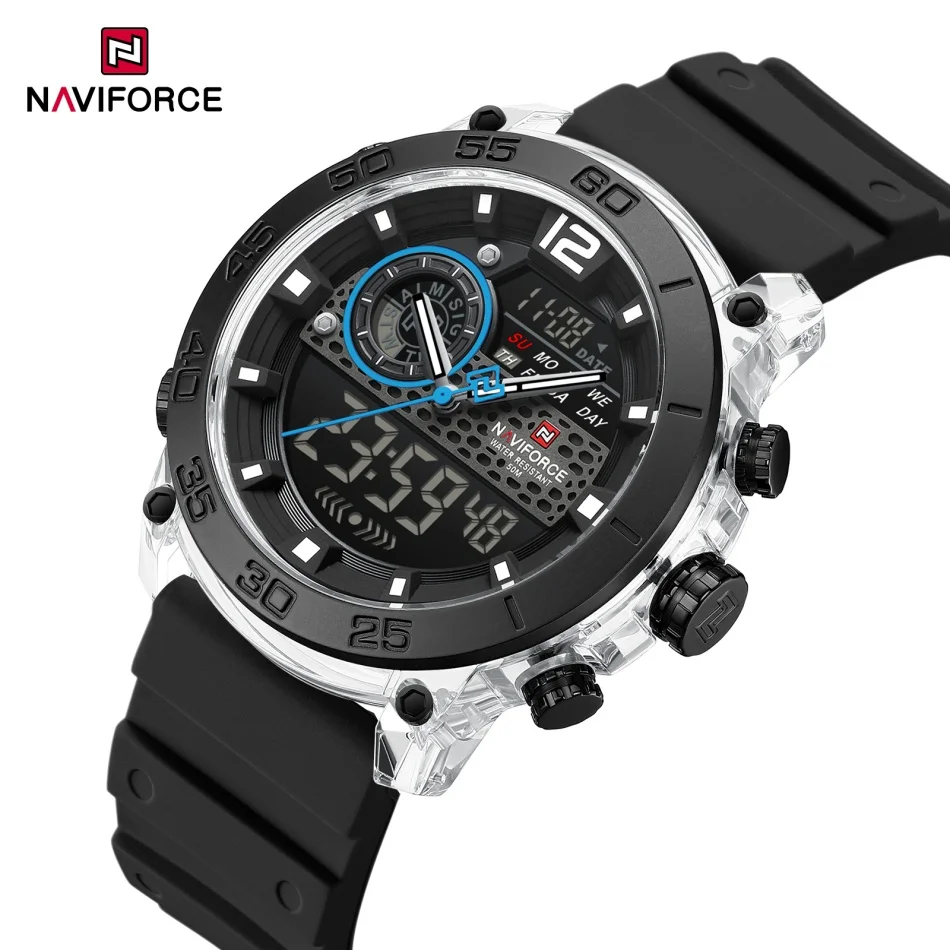 

NAVIFORCE High Quality Watches For Men Military Dual Display Sport Waterproof Quartz Digital Wristwatch Auto Dayand Date Clock