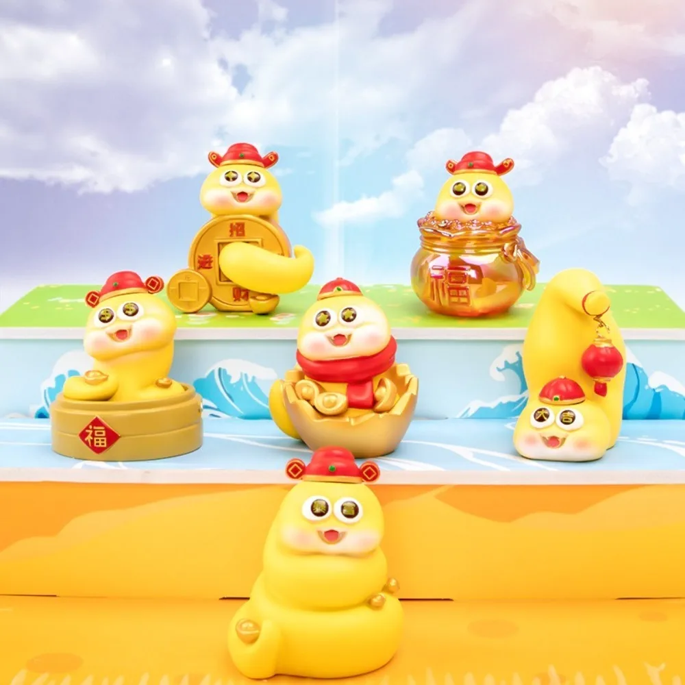 

Lifelike Cartoon Snake Blind Box 2025 New Year Spring Festival Resin Snake Ornament Chinese Style Miniature Figure