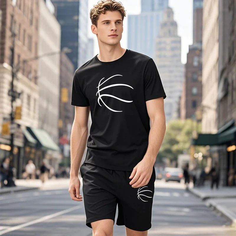 

2025 Hot Sale Men's Shorts Set Summer Daily Casual Sports T-shirt&shorts Outfits Male Basketball Short Sleeve T-shirts Tracksuit