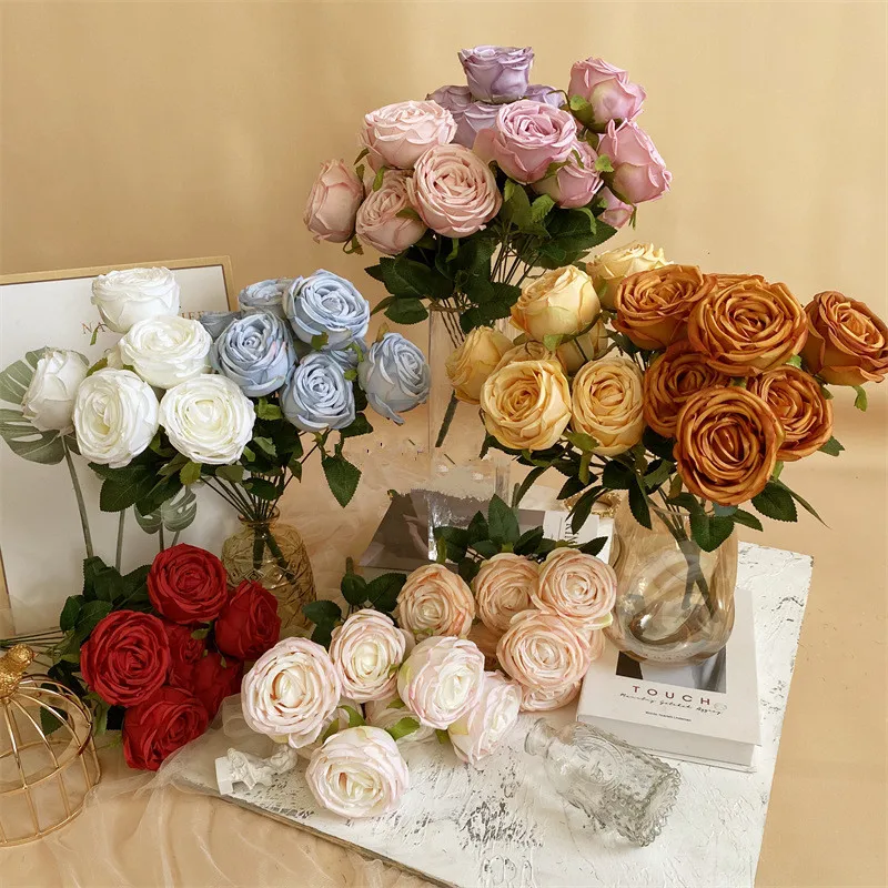 7 heads Rose Bouquet  Artificial Flower Wedding Decoration Home Decoration