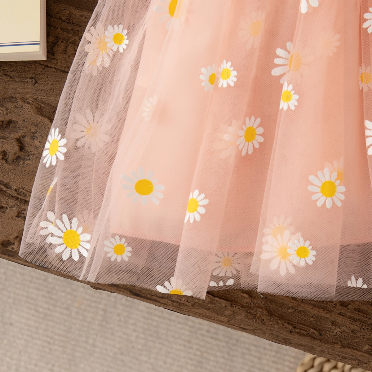 New Girls\' Stylish Children\'s Dress 0-3 Years Old Sunflower Suspender Fly Sleeve Mesh Patchwork Dress
