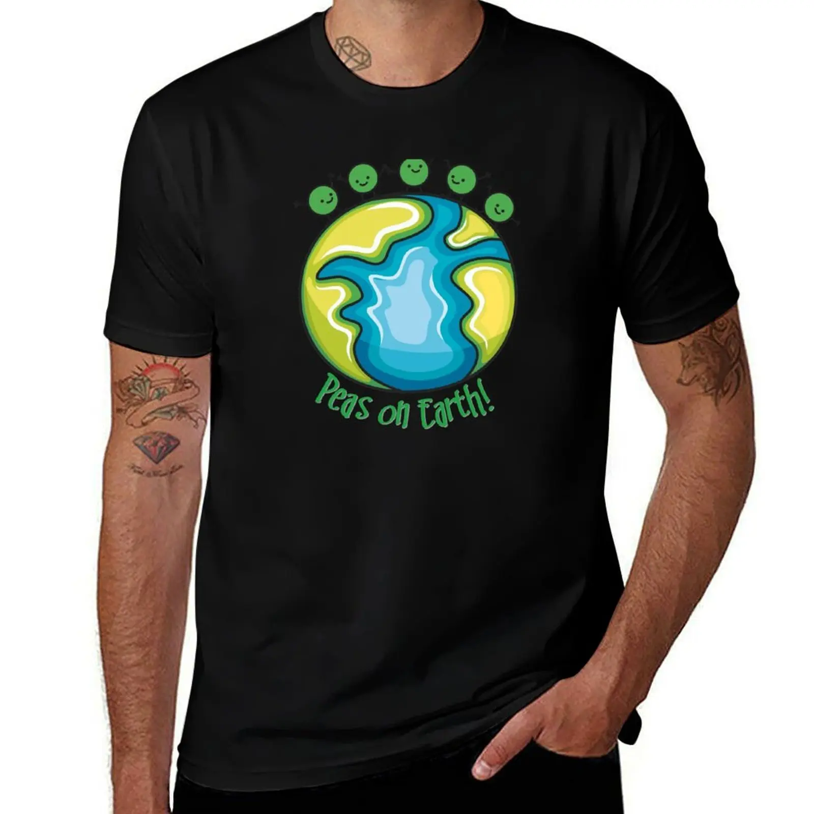 Peas on Earth T-Shirt Big Size Crew Neck T-Shirt