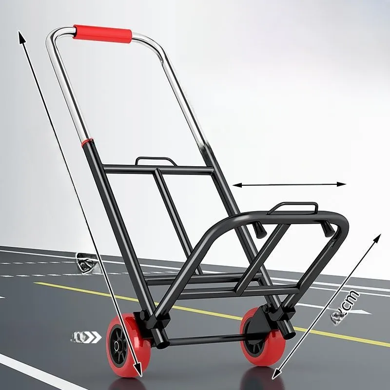ポータブル小型棚付きカート、荷物運搬用、シンプルな和風ステンレス製折りたたみ式ショッピングカート、家庭用収納に
