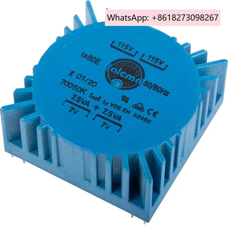 

Double 7V 15W brand new original imported TALEMA square PCB solder board sealing ring bull ring transformer 15VA