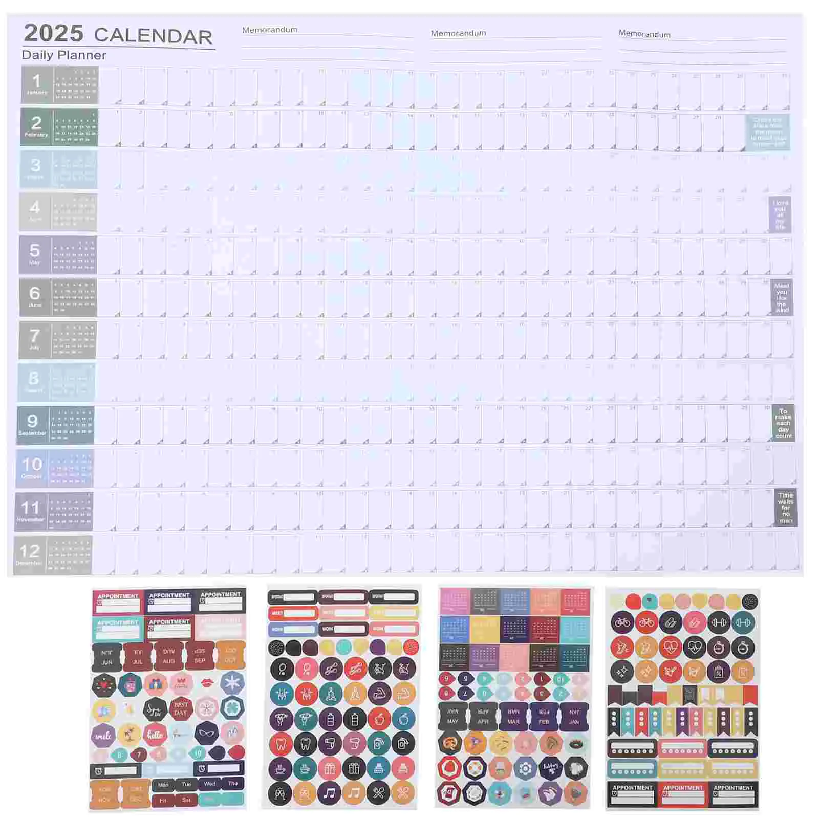 2025 Wall Calendar Planner Times Tables Desk Annual Schedule English Paper Agenda Decorative Office