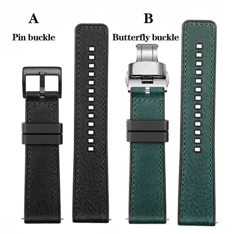 Vintage Italian Leather Watch Band For Seiko Tudor Casio Waterproof Silicone Rubber Bottom Chain Strap Bracelet 20mm  22mm 24mm